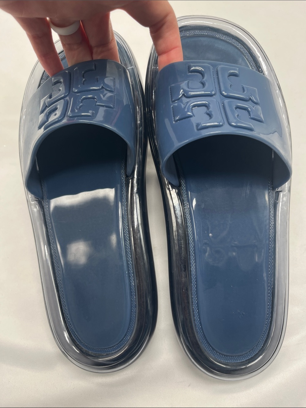 Tory Burch Blue Bubble Jelly Slides Sandals - Picture 4 of 7